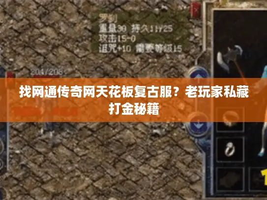 找网通传奇网天花板复古服？老玩家私藏打金秘籍