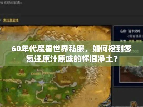 60年代魔兽世界私服，如何挖到零氪还原汁原味的怀旧净土？