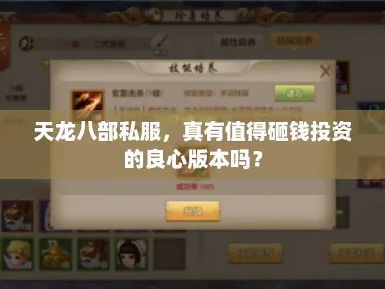 天龙八部私服，真有值得砸钱投资的良心版本吗？