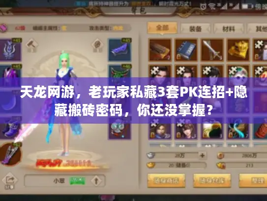天龙网游，老玩家私藏3套PK连招+隐藏搬砖密码，你还没掌握？