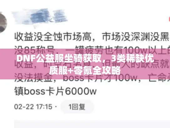 DNF公益服坐骑获取，3类稀缺优质服+零氪全攻略