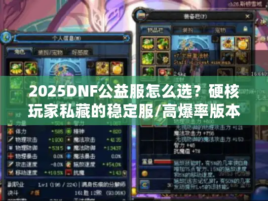2025DNF公益服怎么选？硬核玩家私藏的稳定服/高爆率版本避坑全指南