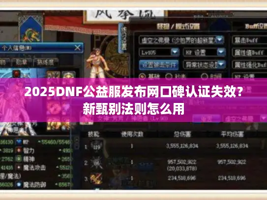 2025DNF公益服发布网口碑认证失效？新甄别法则怎么用