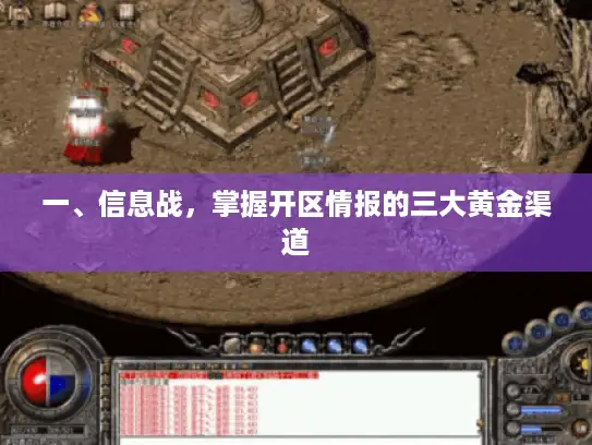 一、信息战，掌握开区情报的三大黄金渠道