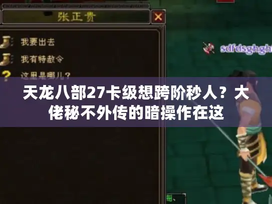 天龙八部27卡级想跨阶秒人？大佬秘不外传的暗操作在这